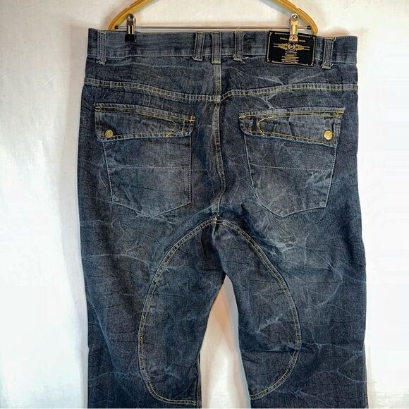 Phat Farm Jeans Men 42x32 Black Vintage Embroidered Classic Hip Hop Skater Biker - Picture 8 of 13